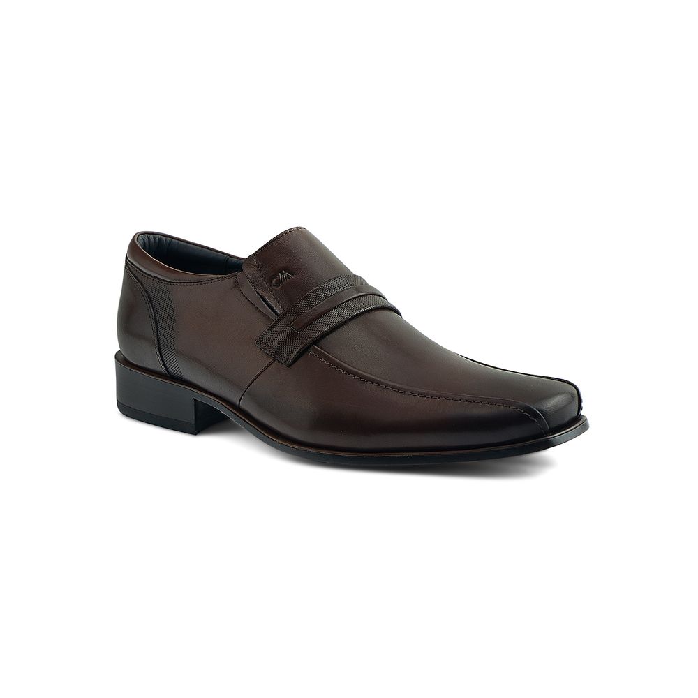 Zapato de vestir clasico de cuero para caballero color dark brown